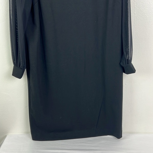 Chico’s‎ New Women’s US 8 Solid Black Mesh Long Sleeve Shift Dress - Picture 7 of 13
